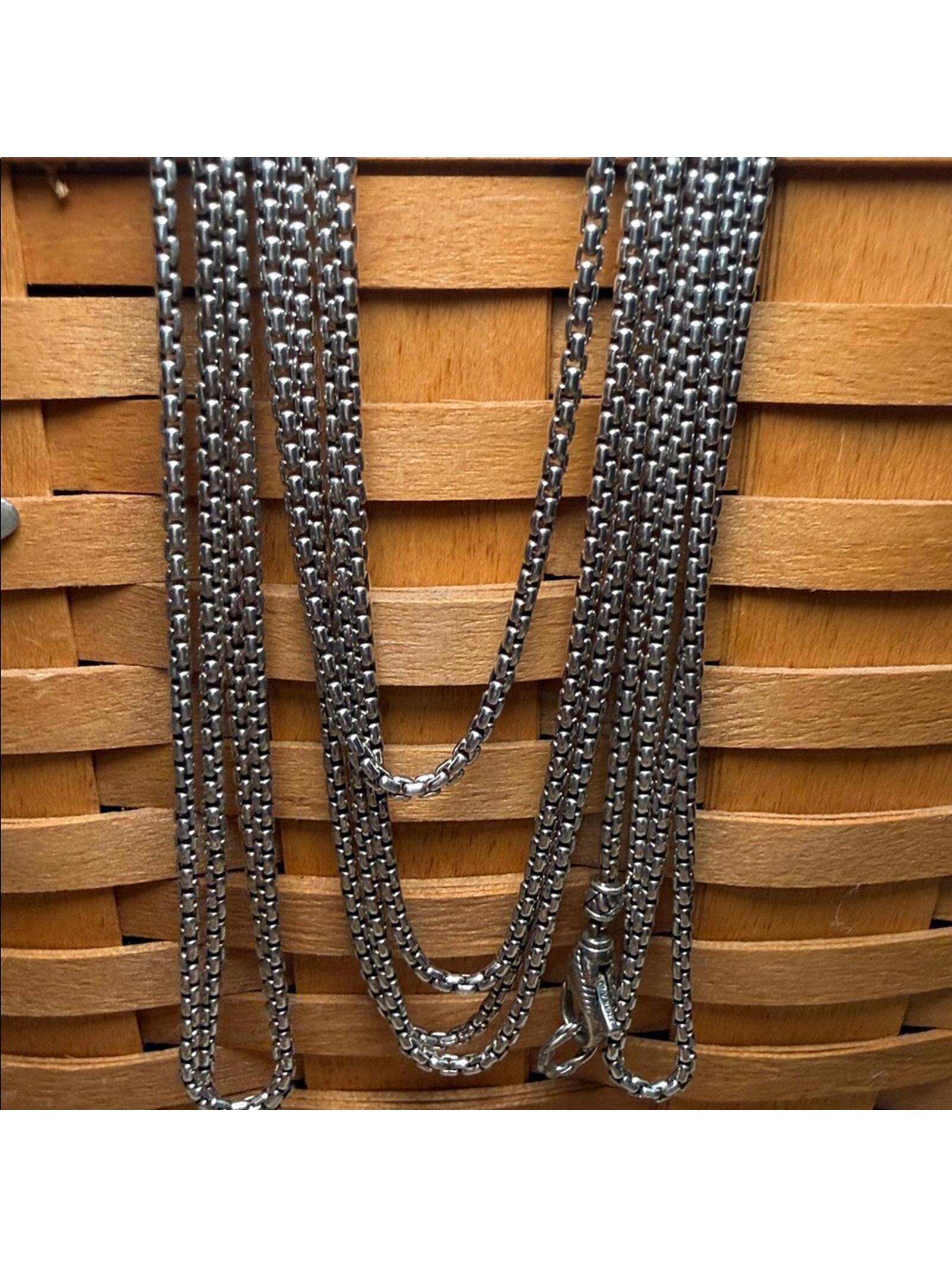 Jai Thailand 100â Sterling Silver Box Snake Chain Necklace 74g 925 Heavy